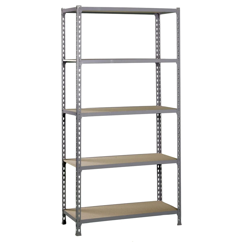 Simon Rack Garage Shelving Unit 1800x800x300 mm, 5 Tier Metal Rack with 16 mm MDF Shelves, 150 kg per Shelf, Grey/Wood – Maderclick
