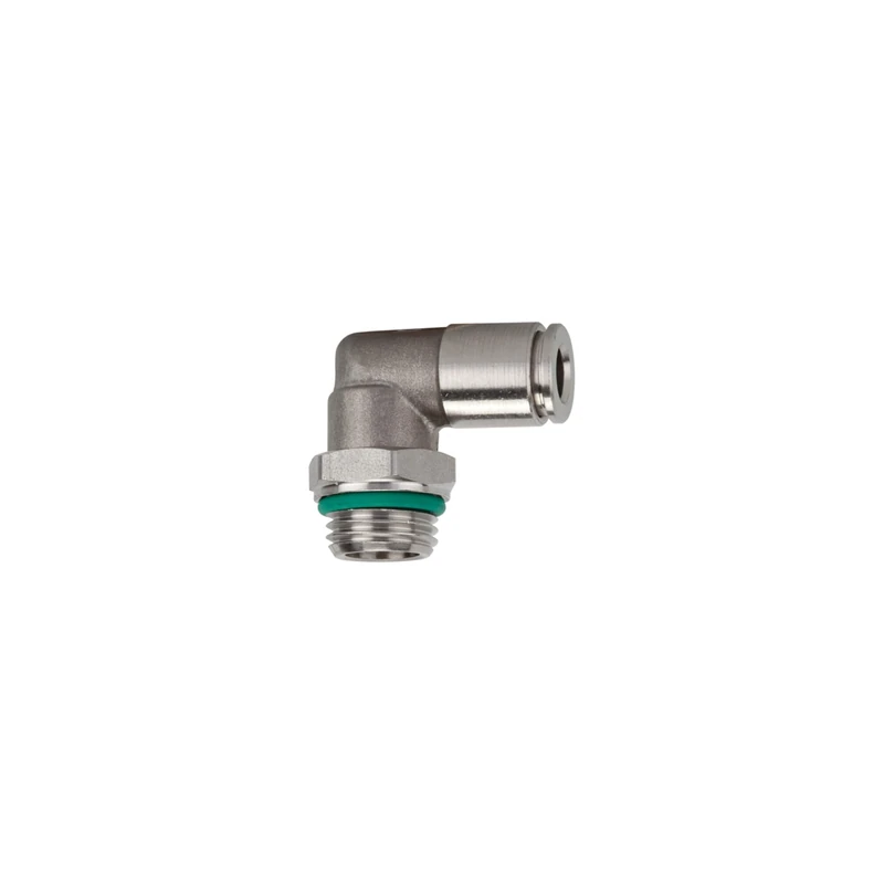 L-plug fitting, rotating, G 1/4 a., for hose outside diameter 8 mm, working pressure max. 15 bar, stainless steel 1.4404