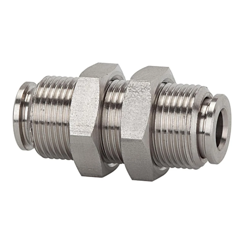 Straight bulkhead connector, M20x1.0, for hose outer diameter 12 mm, working pressure max. 15 bar, stainless steel 1.4404