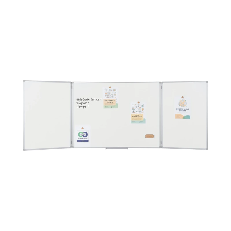 Bi-Office Earth Maya Trio Whiteboard, Lacquered Steel Magnetic Surface, Aluminium Frame, 120 x 90 cm