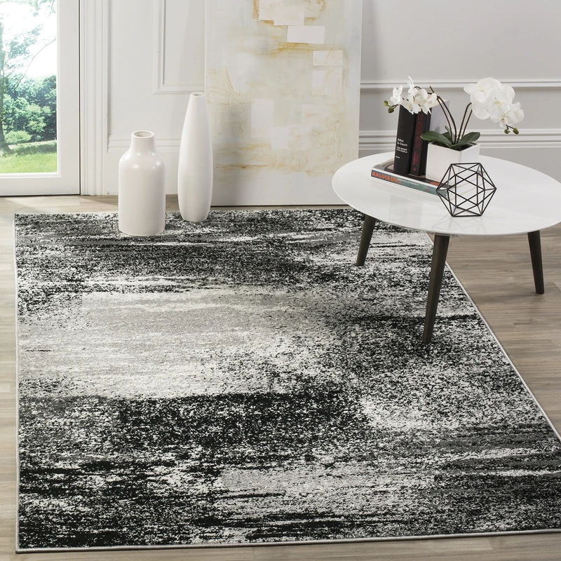 Safavieh Modern Abstract Indoor Woven Rectangle Area Rug, Adirondack Collection, ADR112, in Silver / Multi, 155 X 229 cm for Living Room, Bedroom or Any Indoor Space