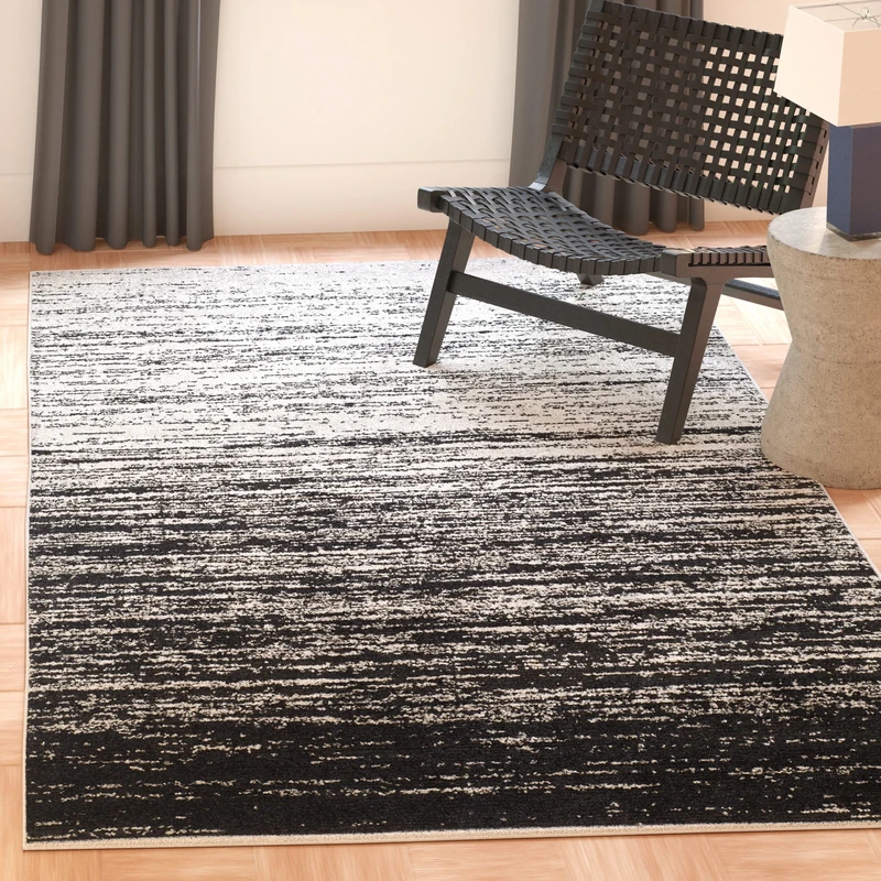 Safavieh Modern Ombre Indoor Woven Rectangle Area Rug, Adirondack Collection, ADR113, in Silver / Black, 91 X 152 cm for Living Room, Bedroom or Any Indoor Space
