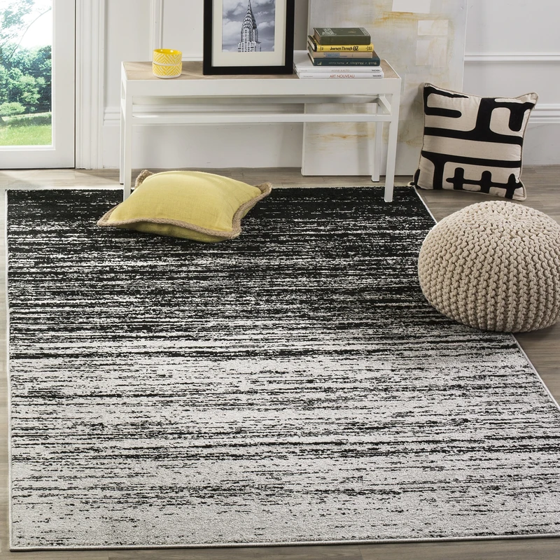Safavieh Modern Ombre Indoor Woven Rectangle Area Rug, Adirondack Collection, ADR113, in Silver / Black, 183 X 274 cm for Living Room, Bedroom or Any Indoor Space