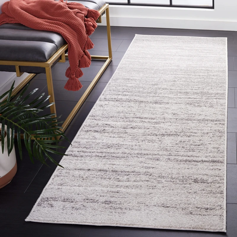 Safavieh Modern Ombre Indoor Woven Runner Area Rug, Adirondack Collection, ADR113, in Ivory / Silver, 76 X 244 cm for Living Room, Bedroom or Any Indoor Space
