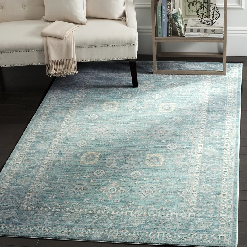 Safavieh Craft Art-Inspired Indoor Woven Rectangle Area Rug, Valencia Collection, VAL110, in Alpine Blue / Multi, 152 X 244 cm for Living Room, Bedroom or Any Indoor Space