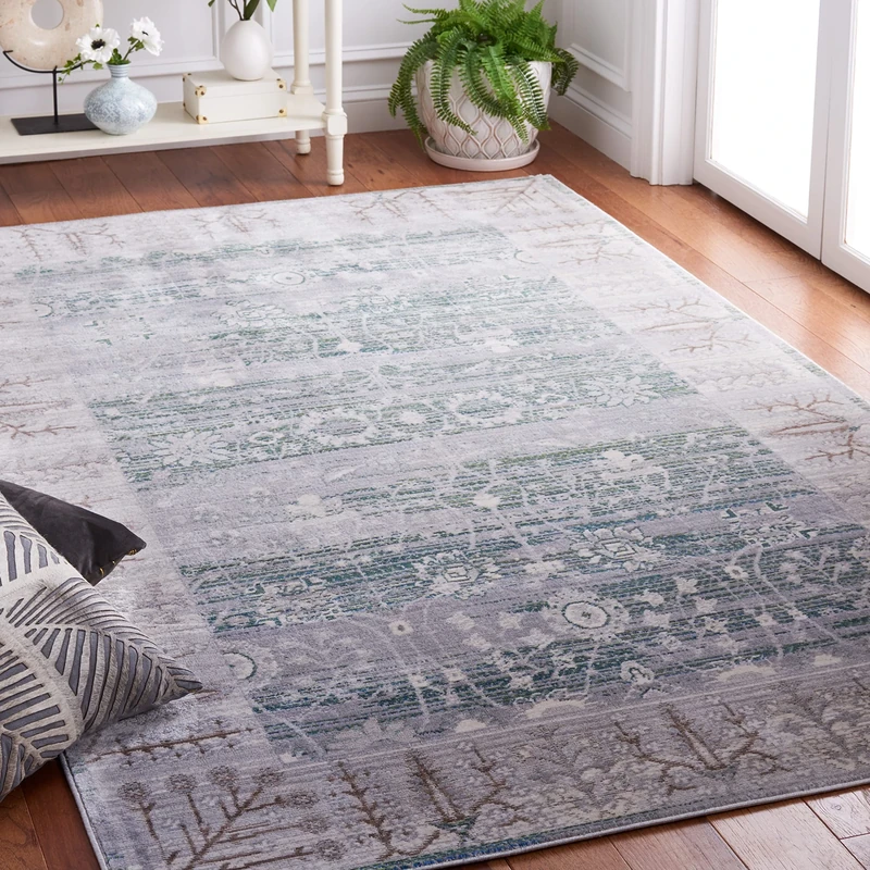 Safavieh Craft Art-Inspired Indoor Woven Rectangle Area Rug, Valencia Collection, VAL118, in Dark Grey / Light Grey, 122 X 183 cm for Living Room, Bedroom or Any Indoor Space