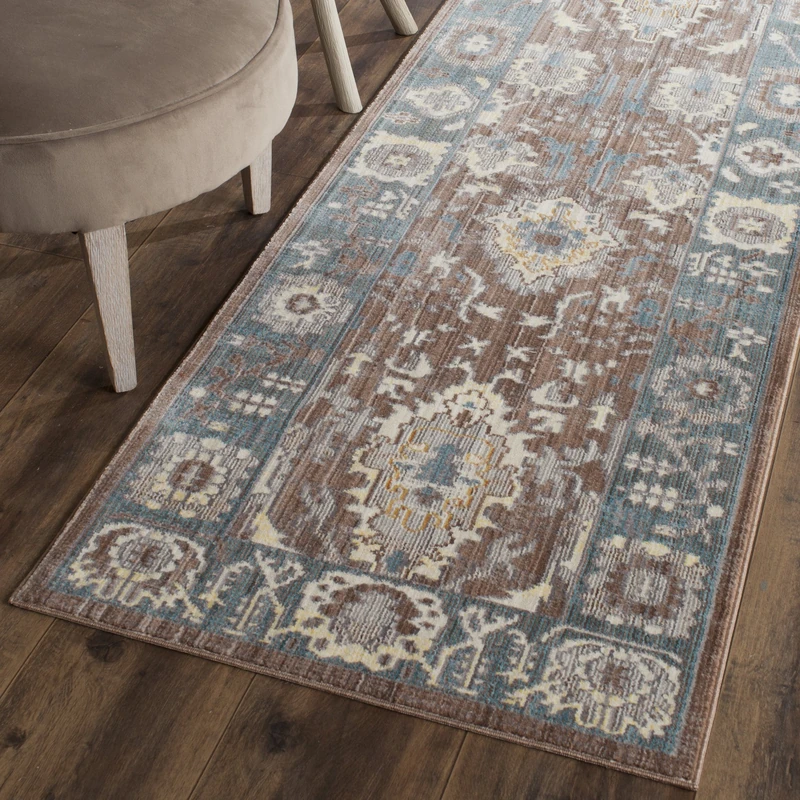 Safavieh Craft Art-Inspired Indoor Woven Runner Area Rug, Valencia Collection, VAL122, in Chocolate / Alpine, 69 X 244 cm for Living Room, Bedroom or Any Indoor Space