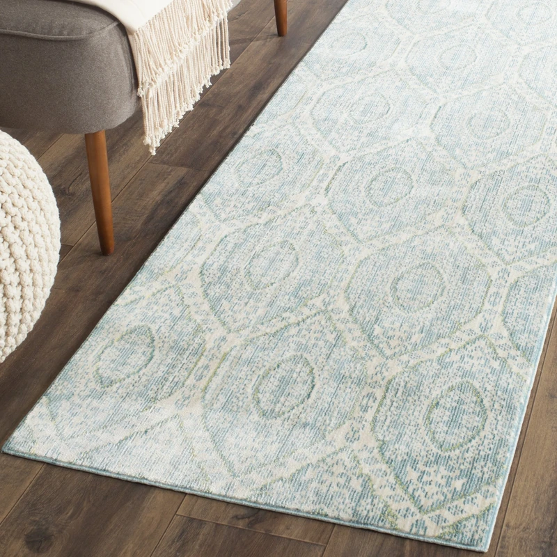 Safavieh Craft Art-Inspired Indoor Woven Runner Area Rug, Valencia Collection, VAL206, in Alpine Blue / Cream, 69 X 244 cm for Living Room, Bedroom or Any Indoor Space