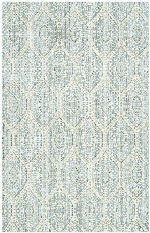 Safavieh Craft Art-Inspired Indoor Woven Rectangle Area Rug, Valencia Collection, VAL206, in Alpine Blue / Cream, 122 X 183 cm for Living Room, Bedroom or Any Indoor Space