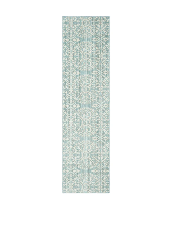 Safavieh Craft Art-Inspired Indoor Woven Runner Area Rug, Valencia Collection, VAL214, in Alpine Blue / Cream, 69 X 244 cm for Living Room, Bedroom or Any Indoor Space