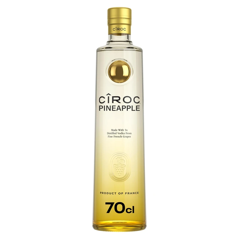 Ciroc Pineapple Flavoured Vodka | 37.5 vol | 70cl | Tropical Taste | Infused with Natural Flavours of Fresh Crushed Pineapple | For a Mixed Drink or Cocktails | Distilled 5 Times