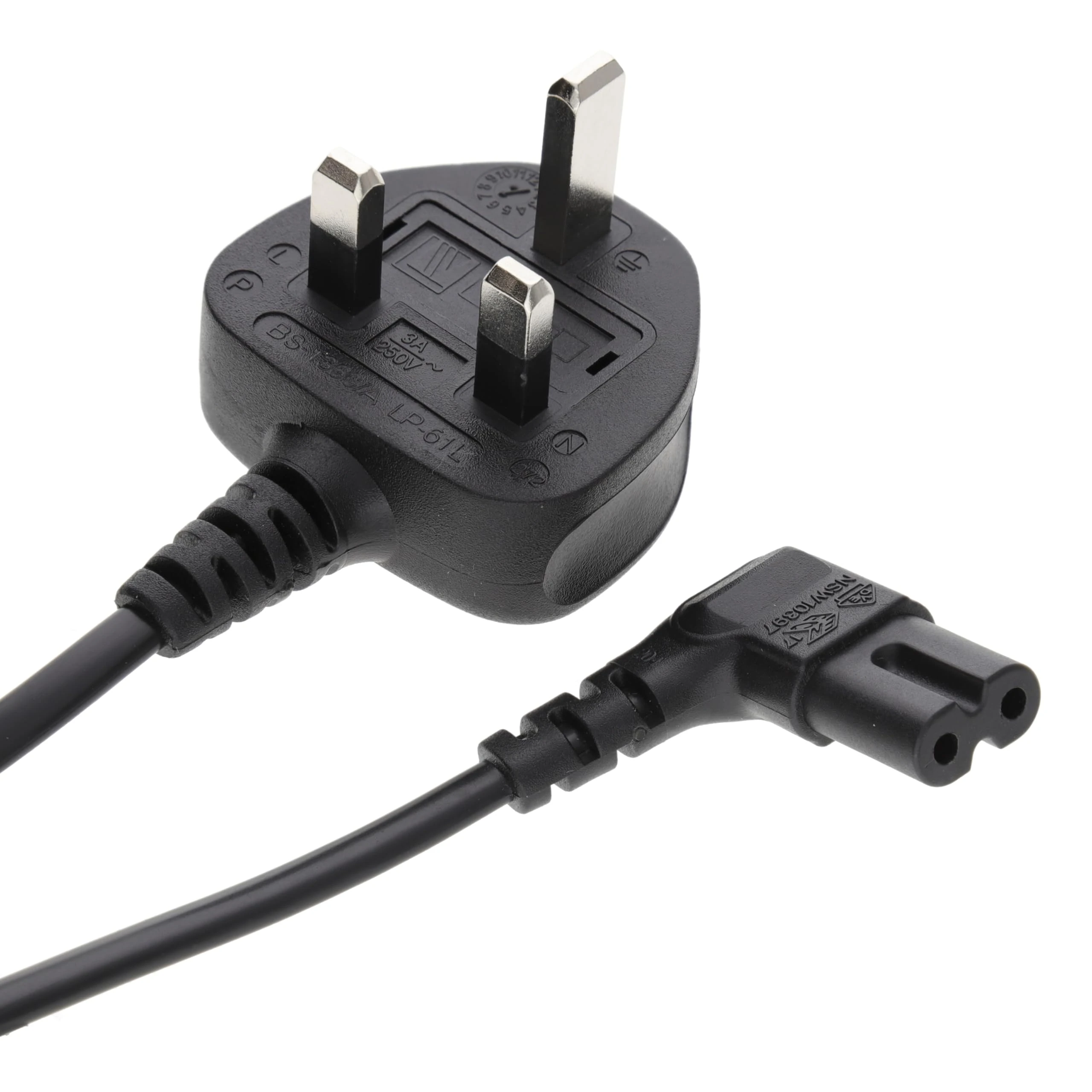 kenable Power Cord UK Plug to Right Angle Figure 8 Fig of 8 Lead Cable C7 3m [3 metres]