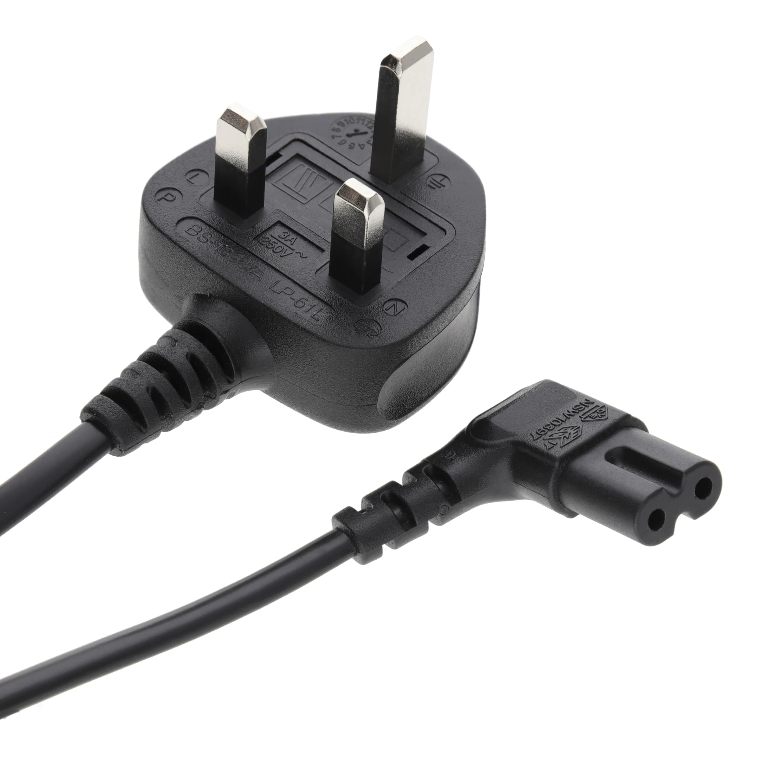kenable Power Cord UK Plug to Right Angle Figure 8 Fig of 8 Lead Cable C7 5m [5 metres]