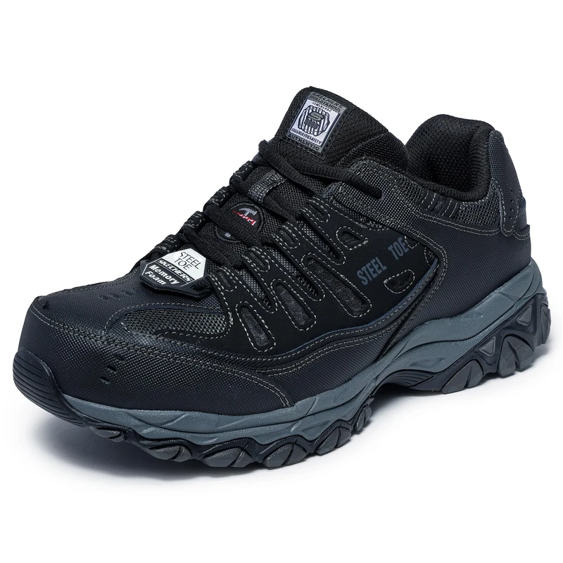 Skechers Men's Cankton Steel Toe Construction Shoe, Black/Charcoal, 7.5 UK - Image 1