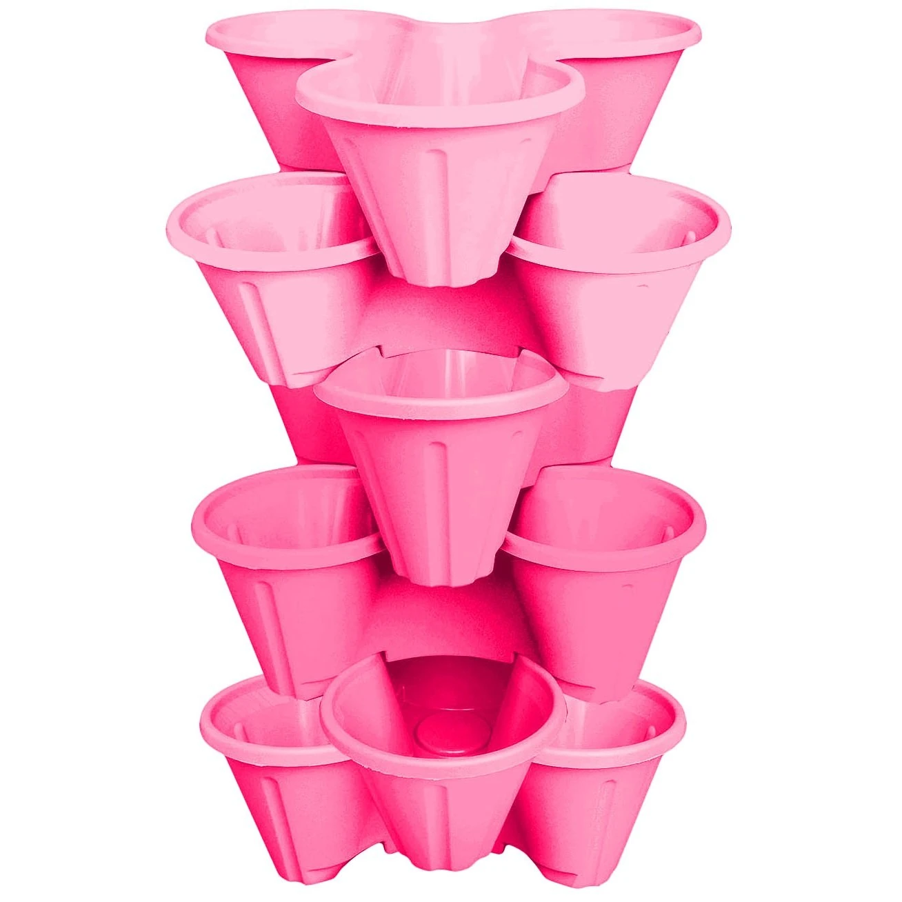 6 x CrazyGadget® Strawberry Planter Trio 3-Pot Stacking System for Herb Flower Bedding Indoor Outdoor Garden (Pink)