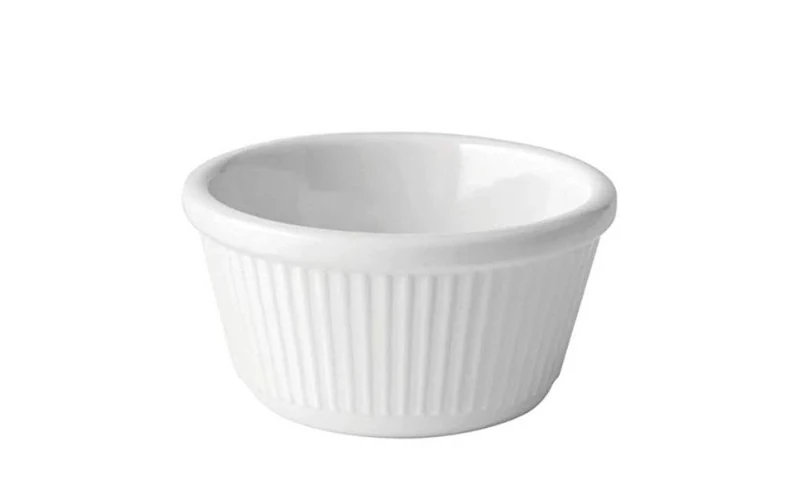 Utopia Tableware Fluted Melamine Ramekins 4oz White - Case of 48 - Tough Plastic Sauce Pots