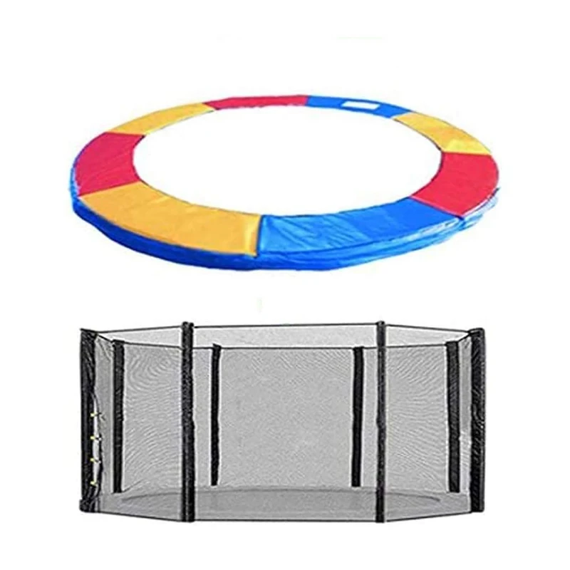 Green Bay Trampoline Replacement Safety Spring Cover Padding Pad + Safety Net Enclosure Surround Outside Netting 14 FT Foot Tri-Colour - Image 1