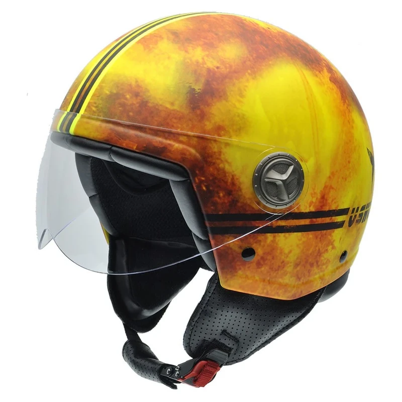 NZI Zeta Motorcycle Helmet, Fire background with Ushuaïa logo, 58