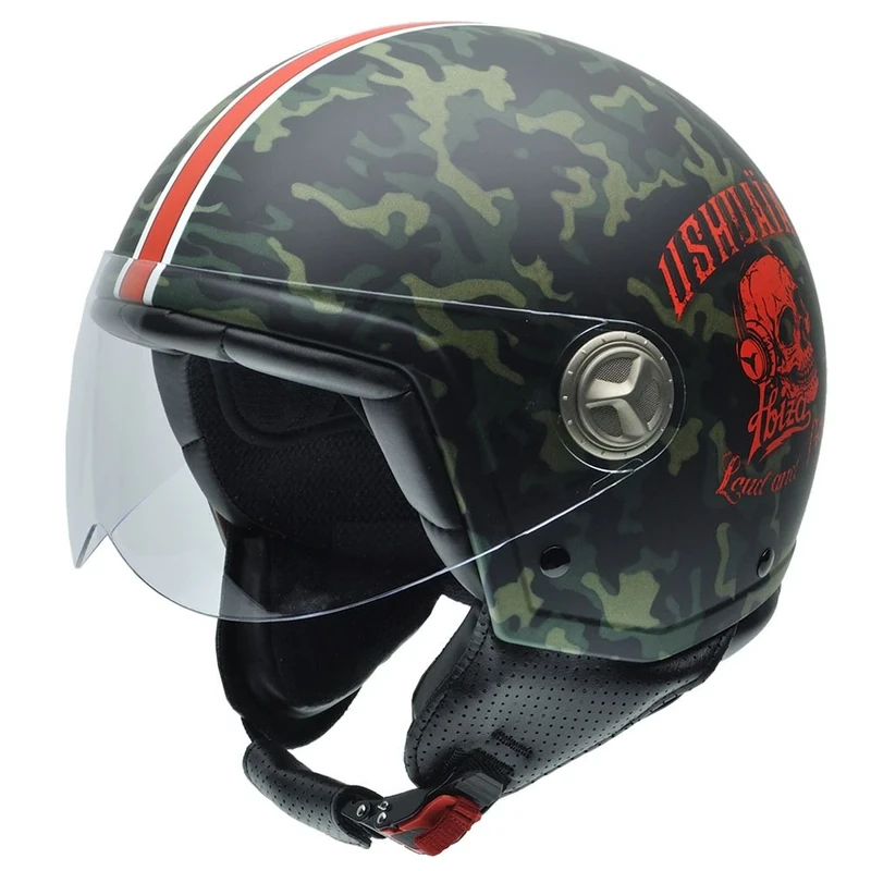NZI Zeta Motorcycle Helmet, Camouflage background with Ushuaïa logo, 55-56
