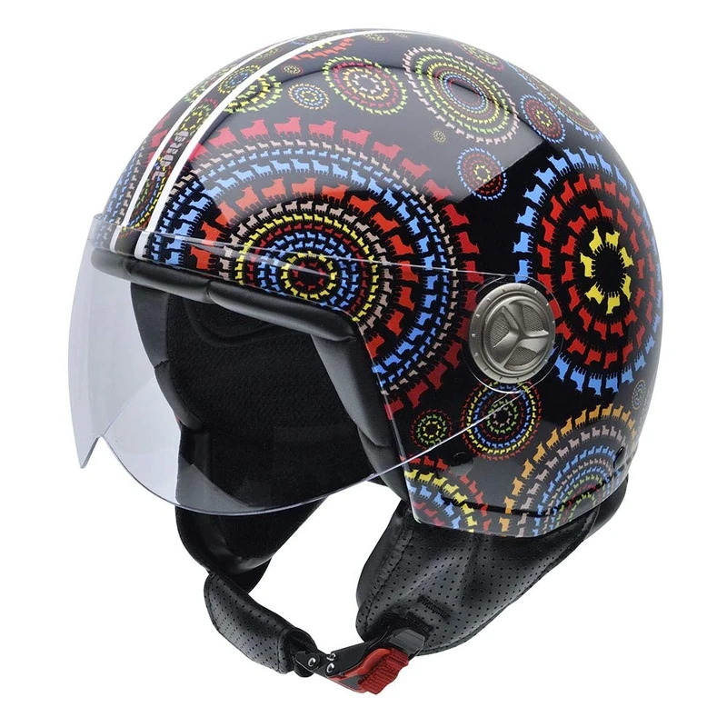 NZI 050317 G829 Zeta Colorful by Bull, Bike, Helmet Design Black Background and Logos of Colors, Size 54 (XS)