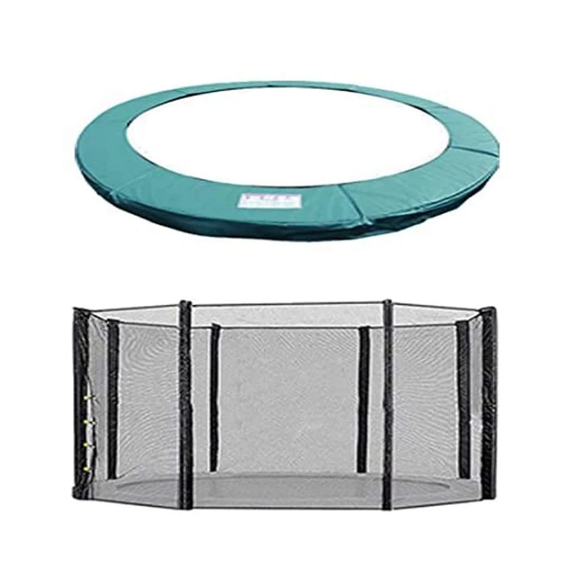 Green Bay Trampoline Replacement Safety Spring Cover Padding Pad + Safety Net Enclosure Surround 10FT Green for 8 poles Trampoline