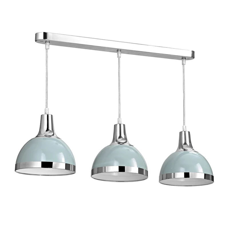Premier Housewares E27 Edison Screw 40 W Vermont 3-Light Ceiling Pendant - Shutter Blue, H110 x W58 x D18 cm