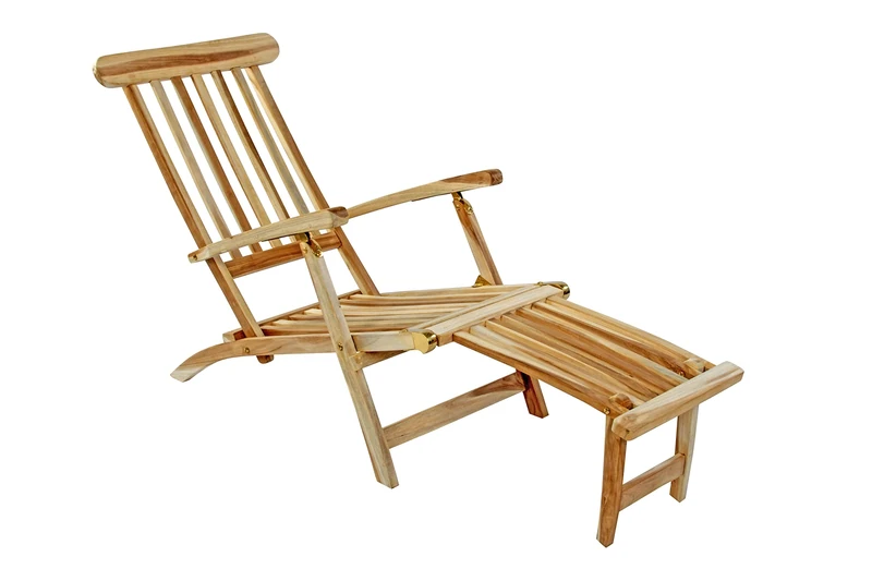 SAM® teak garden deckchair with sanded surface, adjustable sunbed, robust sunlounger, easy to store during winter, ideal for balcony, garden and patio, optimal lying comfort