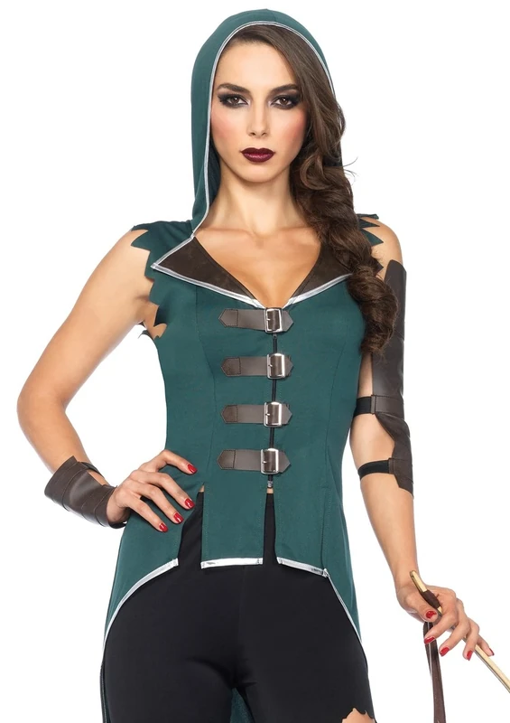 Leg Avenue Rebel Robin Hood Costume (X-Small, Black/Green)