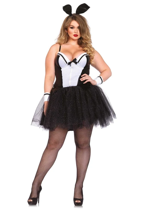 Leg Avenue Shapewear Costume Bunny Costume (Size 1X - 2X, Black/White)