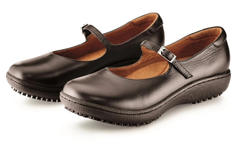 Shoes for Crews Mary Jane II – Comfortable Work Shoe, Leather Upper, Cushioned Insole, Slip-Resistant Outsole, Classic Office Style, OB E SRC – for Women Black - Image 1