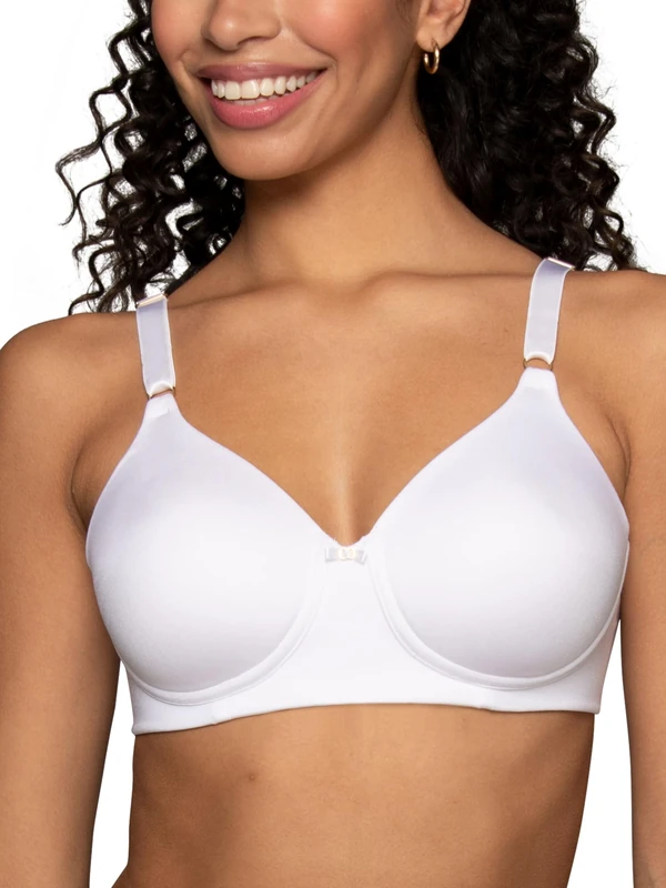 Vanity Fair Women's Full Coverage Beauty Back Smoothing Bra, 4-Way Stretch Fabric, Lightly Lined Cups up to DD, Wireless - White, 38B