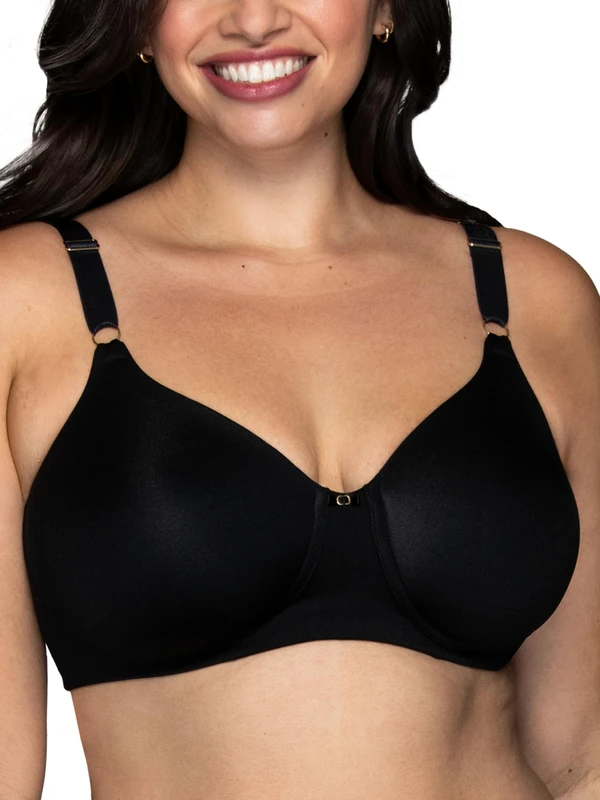Vanity Fair Women's Beauty Back Full Coverage Wirefree Bra, Opaque, Wireless-Black, 36D - Image 1