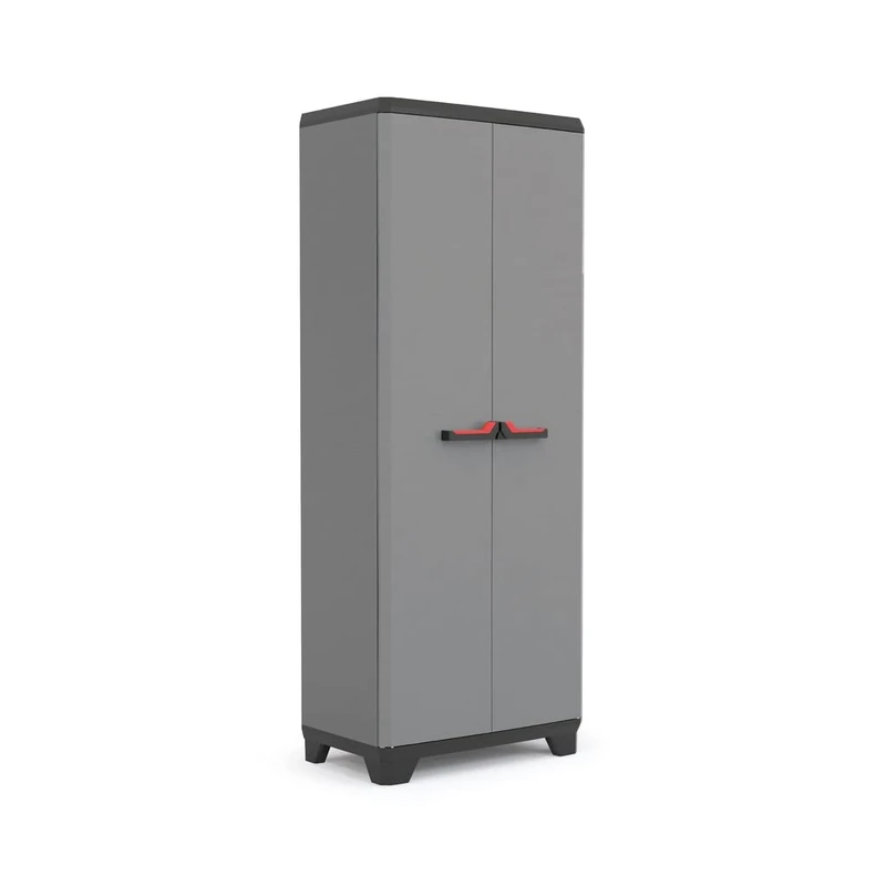 Keter Stilo Multi purpose Indoor Garage Utility Cabinet - Grey/Black/Red