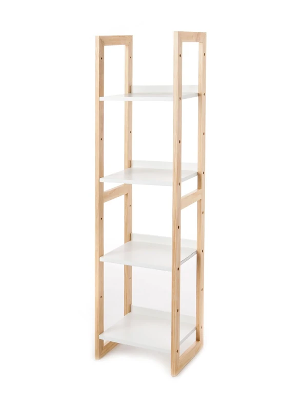 Wink Design Tomasucci Varm Shelving Unit Column, Solid Wood in Oak Finish, White - Image 1
