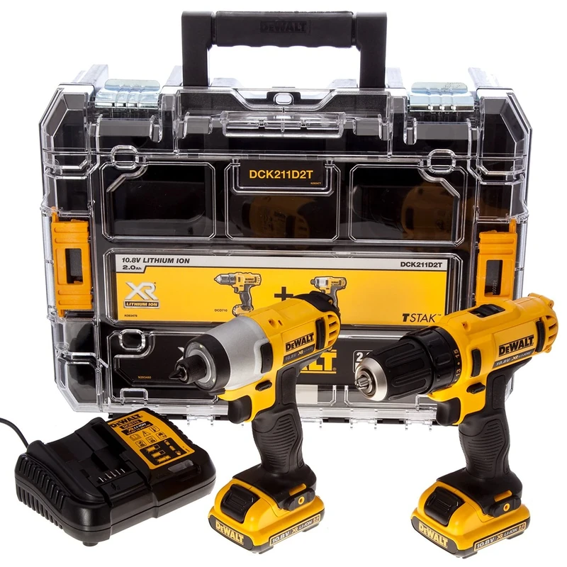 Dewalt DCK211D2T-QW Akku Schlagschrauber, 1840 W, 10.8 V, Schwarz/Gelb