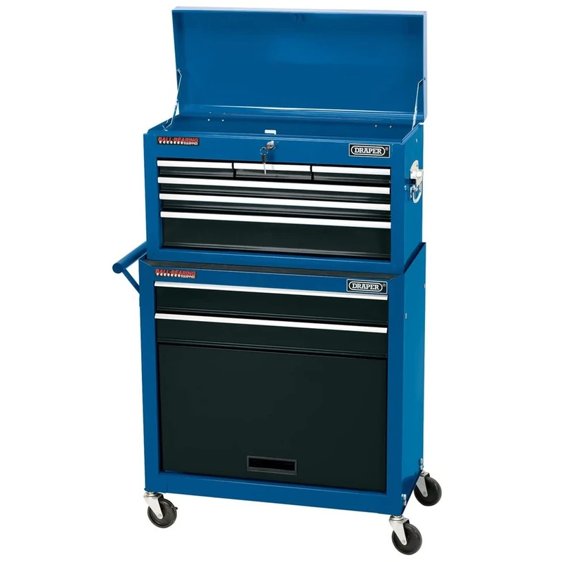 Draper 51177 2 Drawer Roller Tool Cabinet and 5 Drawer Chest , Blue, Large