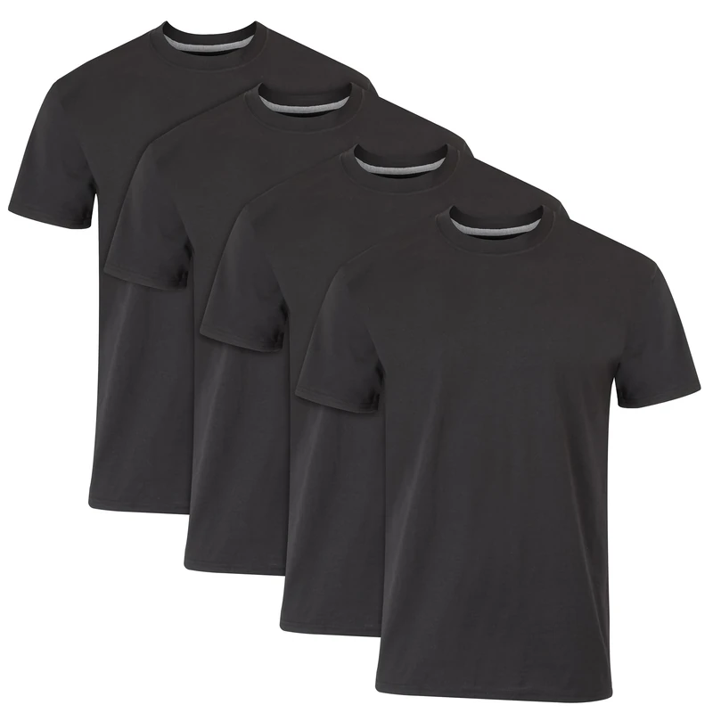 Hanes Ultimate Men's 4-Pack FreshIQ Crew T-Shirt, Black, Medium, 4 Pack - Black, Medium - Image 1