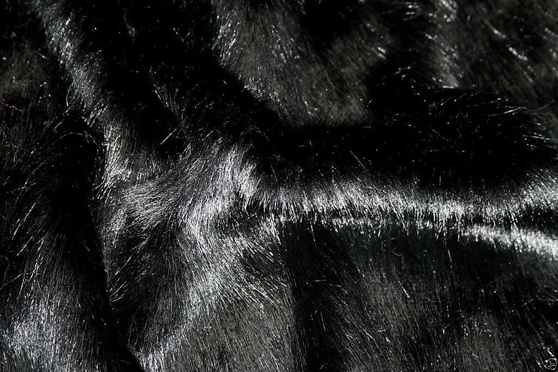 Super Luxury Faux Fur Fabric Material - Swiss Black, 1Mtr - 150cmx100cm - 60"x39" in
