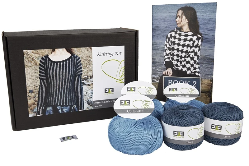 DesignEtte Knitting Kit Rural Landscape Linen/Cotton Indigo/Summer Blue 2XL