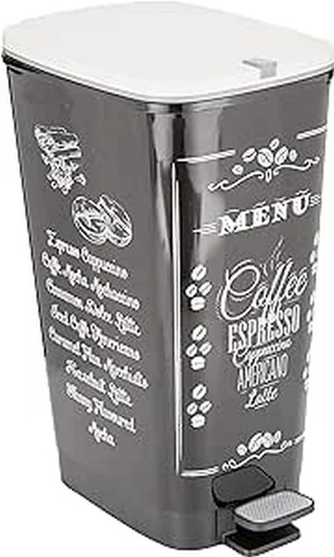 KIS Chic Coffee Menu Waste Bin 50-60 Litres, Plastic, Multicoloured, 29 x 44.5 x 60.5 cm
