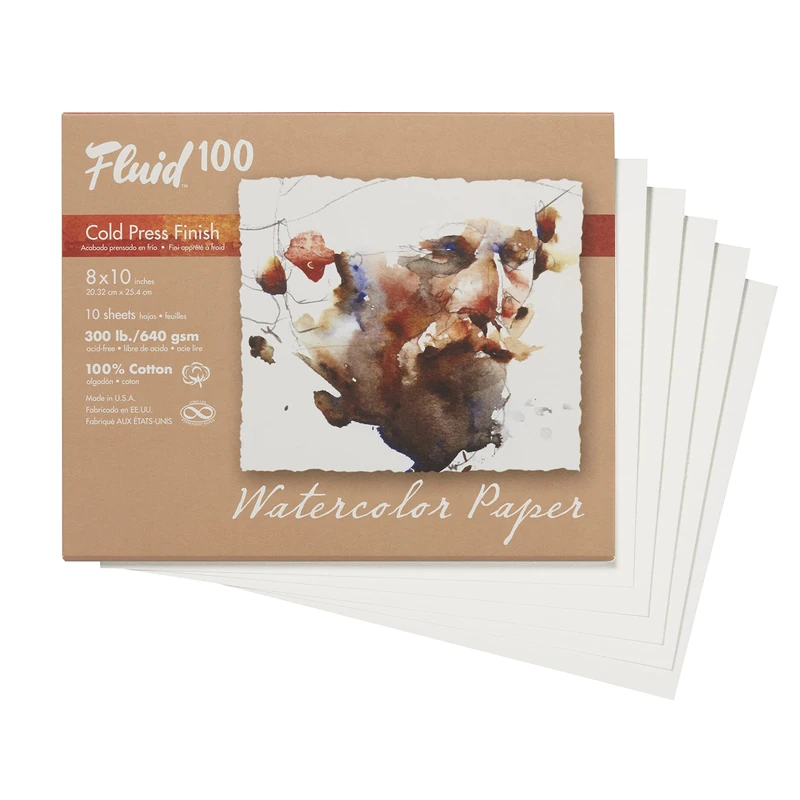 Speedball Fluid 100 Hot Press Watercolour Pochettes 8 x 10, White, Painting, Paper Sketchbook, Watercolor Pad, Art Supplies - Image 1