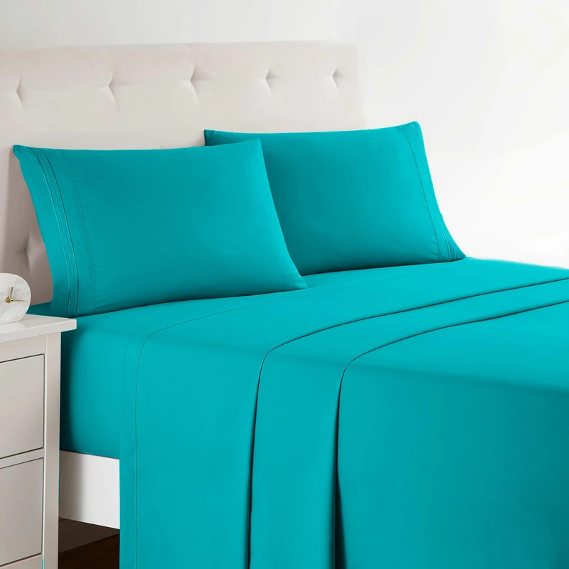 Clara Clark Premier 1800 Series King Bed Sheet Set - Teal - Image 1