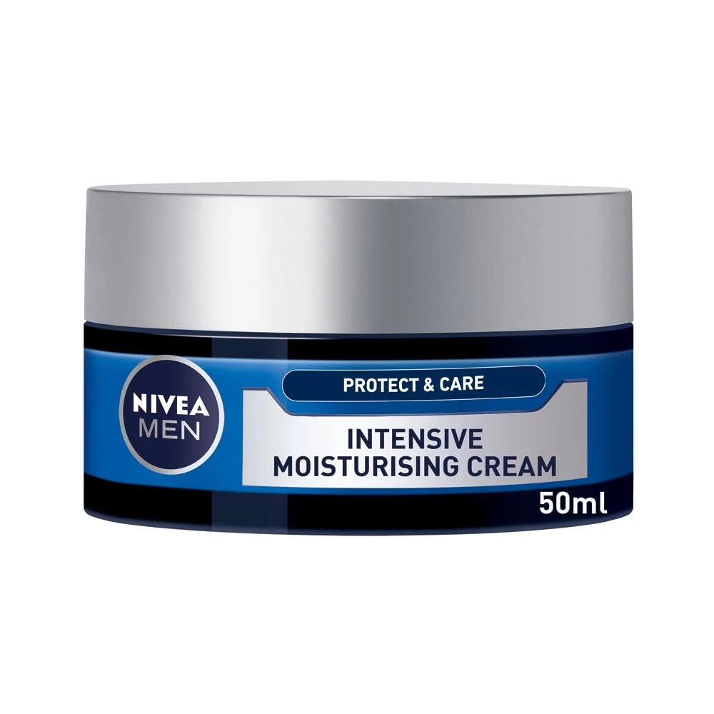 NIVEA MEN Intensive Moisturising Face Cream Protect & Care Pack of 3 (3 x 50 ml), Face Moisturiser for Dry Skin, Moisturiser for Men with Aloe Vera & Vitamin E, Mens Moisturiser