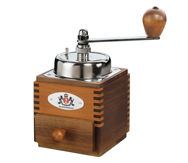 Zassenhaus, Montevideo Coffee Mill Dark Walnut/Pear 10 x 10cm sq x 18.5cm High