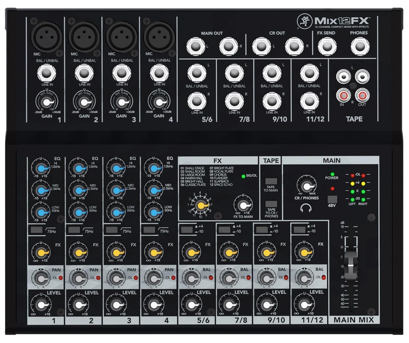Mackie Mix12FX 12-Channel Analog Mixer With Effects and 3-Band EQ