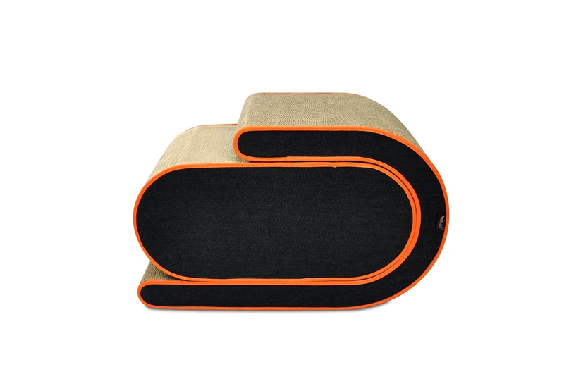 P.L.A.Y. Arty Cat Scratcher Lounge – Modern Scratching Pad for Cats, Durable Recycled Cardboard, Multi-Angle Design, FDA-Certified, Stylish Cat Furniture in Denim & Mandarin