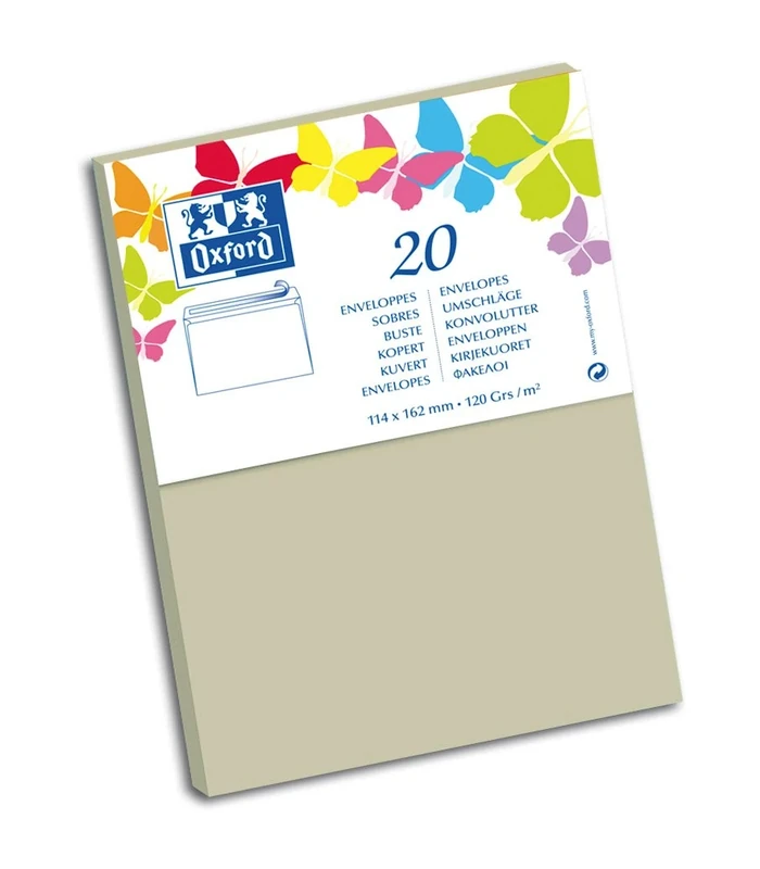 Oxford Correspondance Classic Envelopes Pack of 10 Light Grey - Image 1