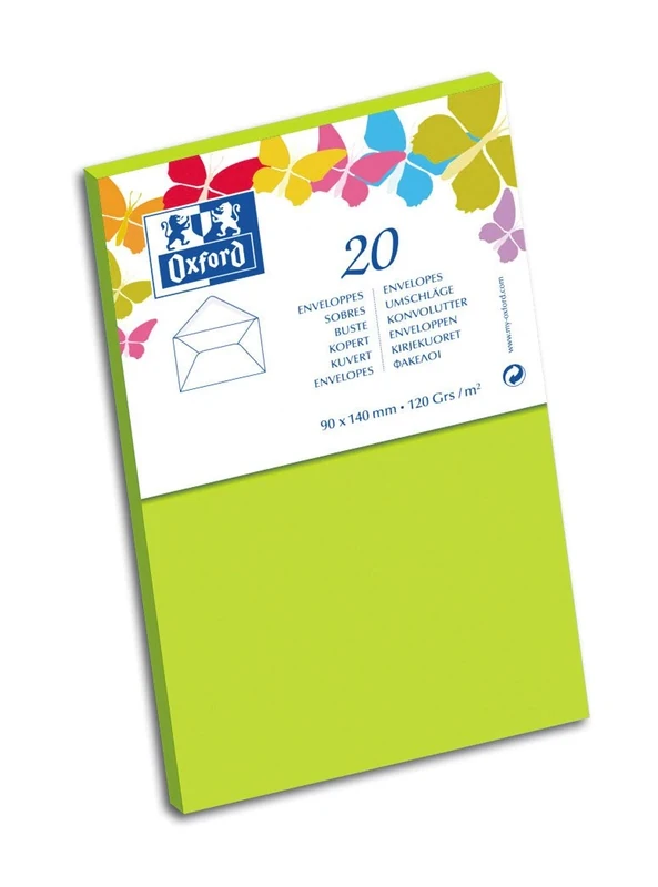 Oxford Pack of 10 Envelopes Visit 9 x 14 cm Lime Green