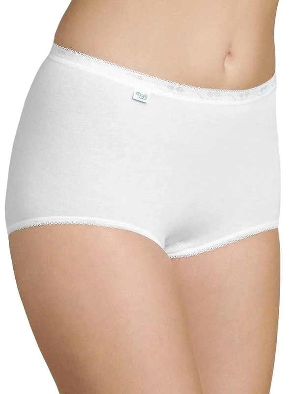 Sloggi Pack of 3 White Basic Maxi Briefs - Size 10, Soft Seam Comfort