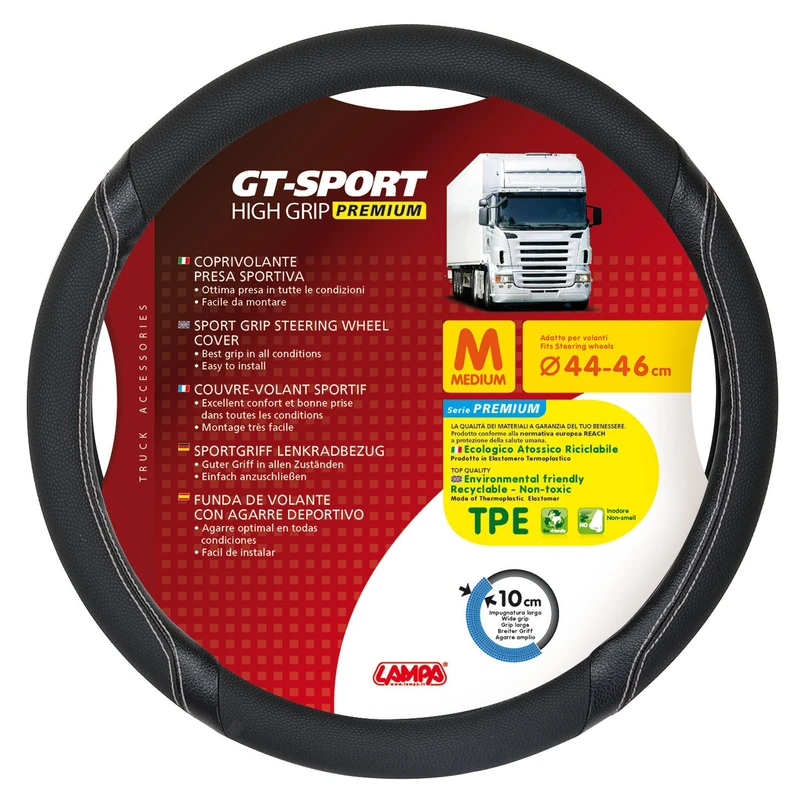 Lampa 98008 Steering Wheel Cover, Thermoplastic Elastomer (TPE) GT-Sport M